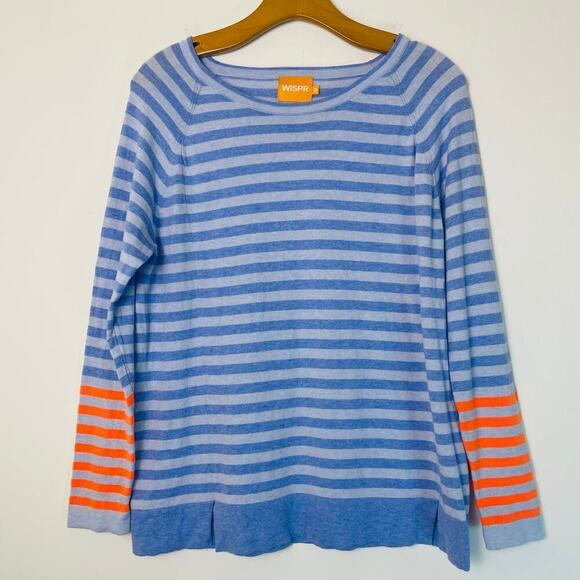 Brodie Cashmere Wispr knitwear sweater blue orange stripe size M - Picture 2 of 6